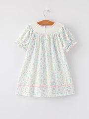 Easter Smocking Embroidery Colorful Polka Dot Dress