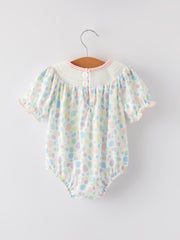 Easter Smocking Embroidery Colorful Polka Dot Romper