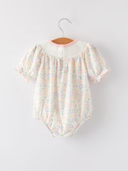 Easter Cross Smocking Embroidery Colorful Romper