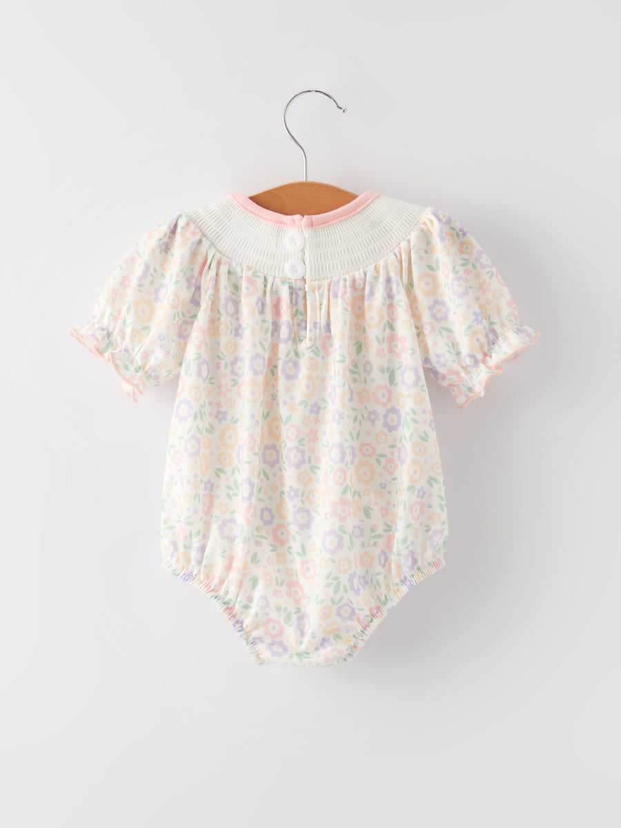 Easter Cross Smocking Embroidery Colorful Romper