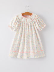 Easter Cross Smocking Embroidery Colorful Dress