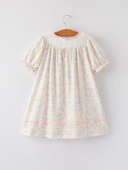 Easter Cross Smocking Embroidery Colorful Dress