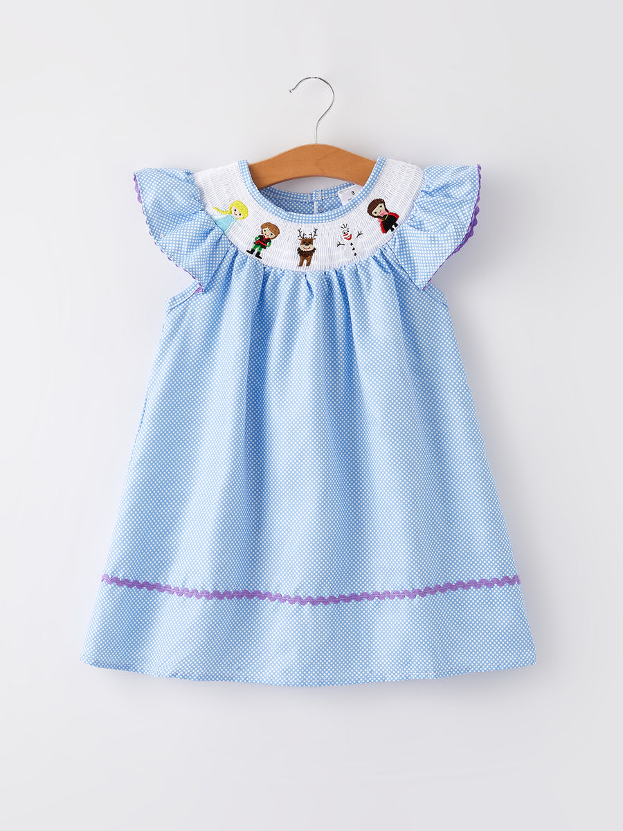 Princess Smocking Embroidery Cartoon Girls Dress