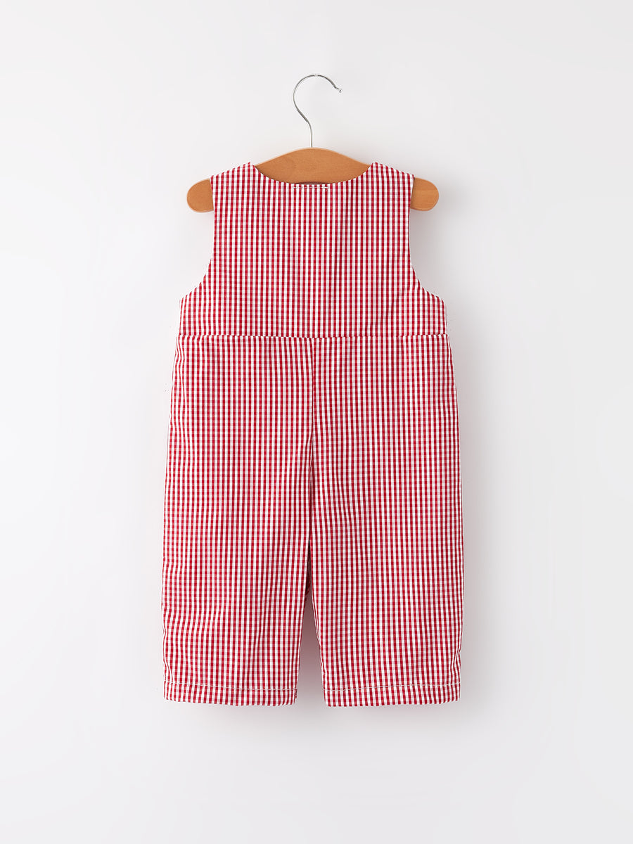 Baseball Baby Boys Smocking Embroidered Plaid Romper