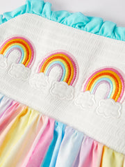 Rainbow Smocking Embroidery Girls' Suspender Dress