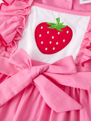 Strawberry Applique Top + Polka Dot Shorts Girls Set