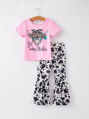 Western Sunflower Cow Pattern Ox Girls Six-piece Set