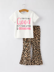 Letter Leopard Check Bow Floral Print Girls Set 6-Piece Set