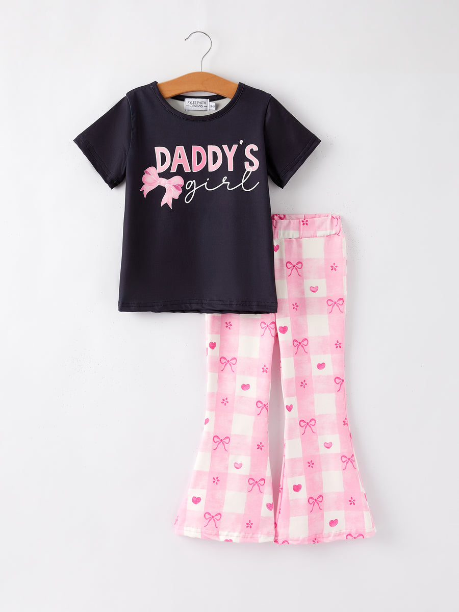 Letter Leopard Check Bow Floral Print Girls Set 6-Piece Set