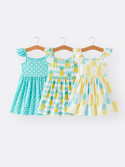 Girls Pineapple Polka Dot Dress 3-piece Set