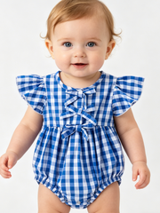 Plaid Bow Baby Romper Mommy Matching