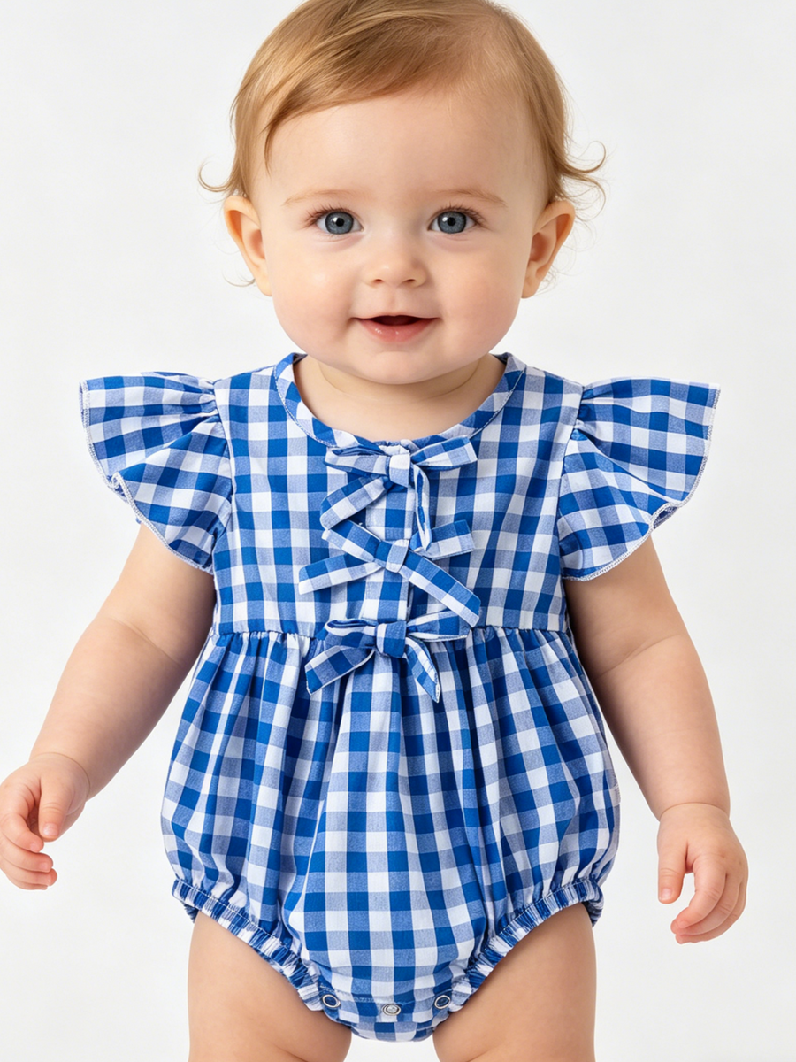 Plaid Bow Baby Romper Mommy Matching