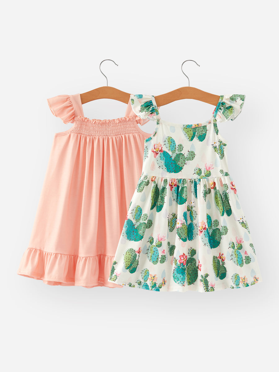 Summer Girls Cactus Dress Two-piece Set