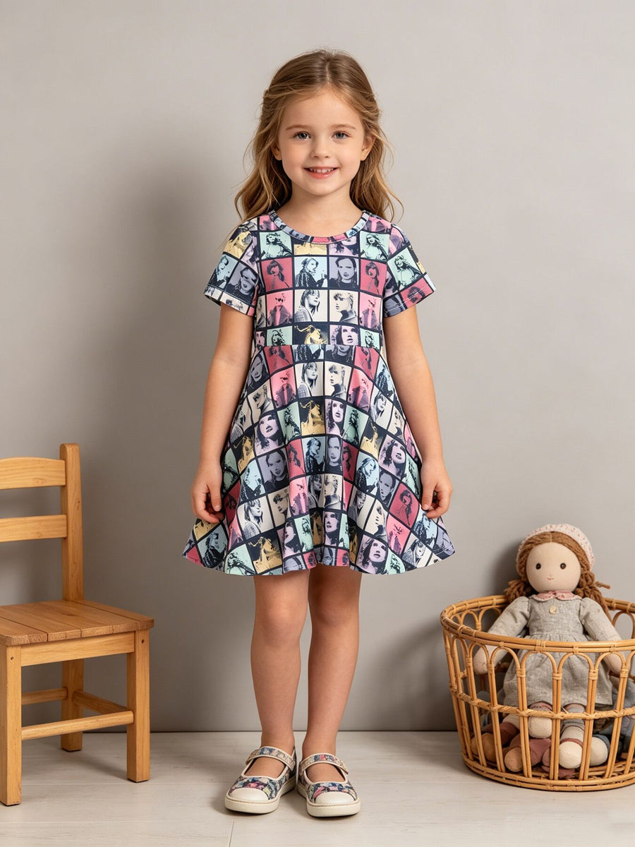 TS Portrait Concert Print Girls Dress