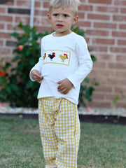 Farm Turkey Smocking Embroidered Boys Outfits