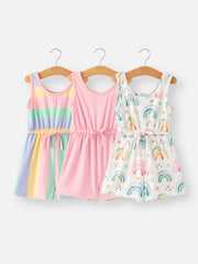 Rainbow Striped Milk Silk 3-piece Dress Set