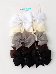 Neutral Bow Hair Clip Set