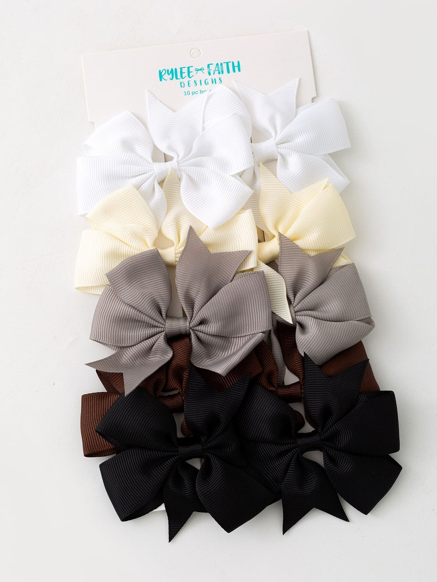 Neutral Bow Hair Clip Set