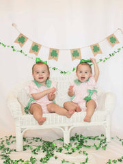 St. Patrick's Day Shamrock Striped Plaid Baby Girl Romper