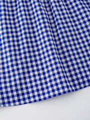 4th of july USA Embroidered Smocking Blue White Plaid Girls' Dress