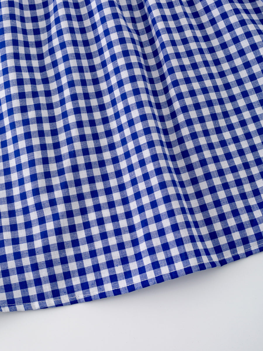 4th of july USA Embroidered Smocking Blue White Plaid Girls' Dress