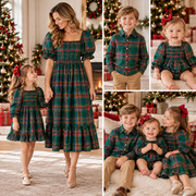 Christmas Green Plaid Mommy and Me Matching Dress