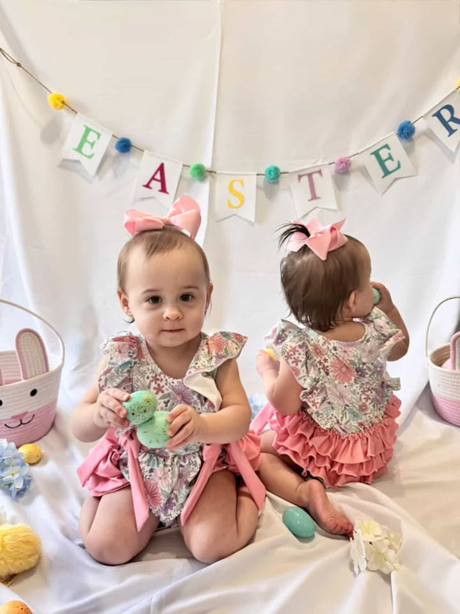 PREORDER Girls Pink Floral Sleeveless Baby Girls Romper