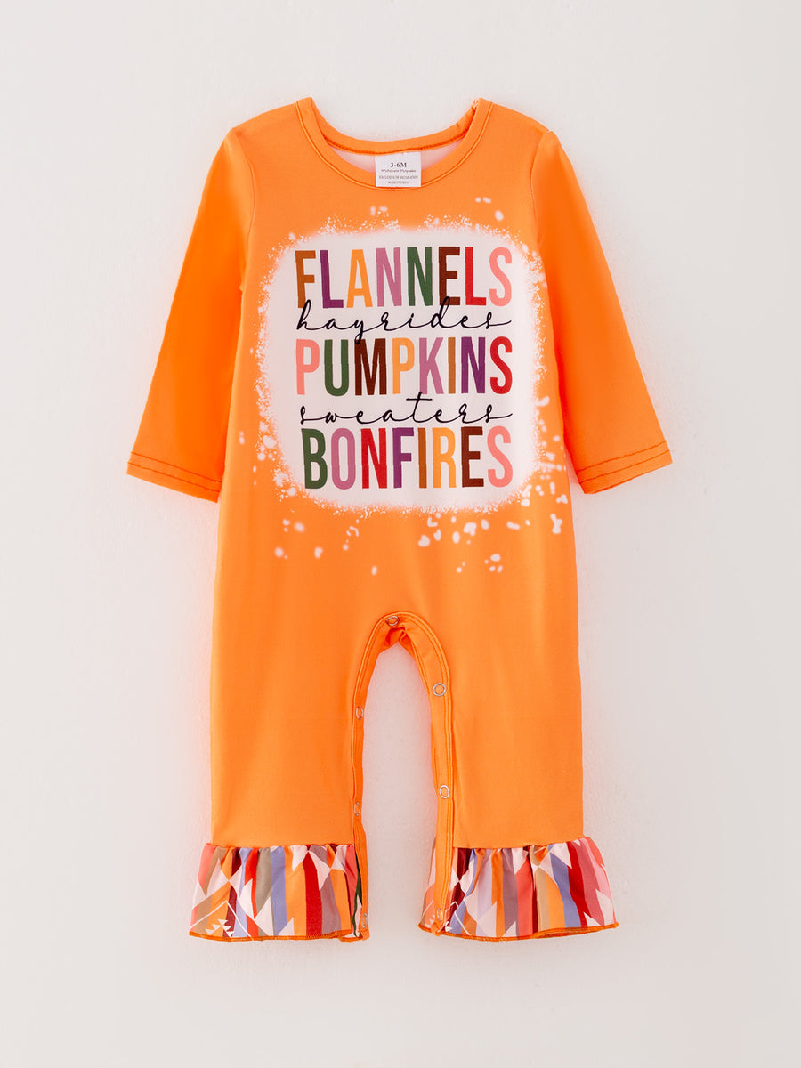 4 piece Baby Girl Autumn /Winter Letter Leopard Floral Ruffle Romper Set