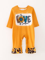 4 piece Baby Girl Autumn /Winter Letter Leopard Floral Ruffle Romper Set