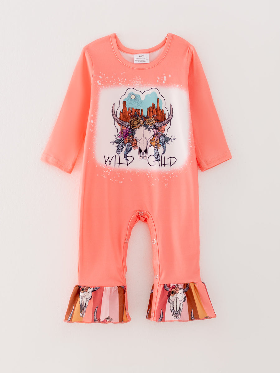 4 piece Baby Girl Autumn /Winter Letter Leopard Floral Ruffle Romper Set