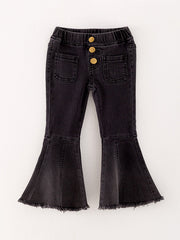 Black Tight Bell-bottoms Denim Jeans Pants