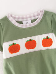 Halloween Pumpkin Boys Chenille patches Romper