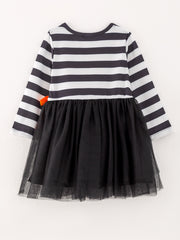 Fall Halloween Ghost Baby Girls Tutu Skirt Long Sleeve Stripe Dress