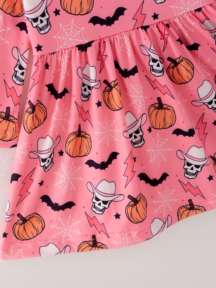 Halloween Girls Set Of 2 Pcs In One Package Girls Colorful Plaid Ghost Print Dress