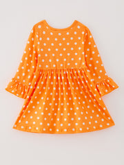 Thanksgiving Day Fall Girls Set Of 2 Pcs In One Package Pumpkin Print Dress