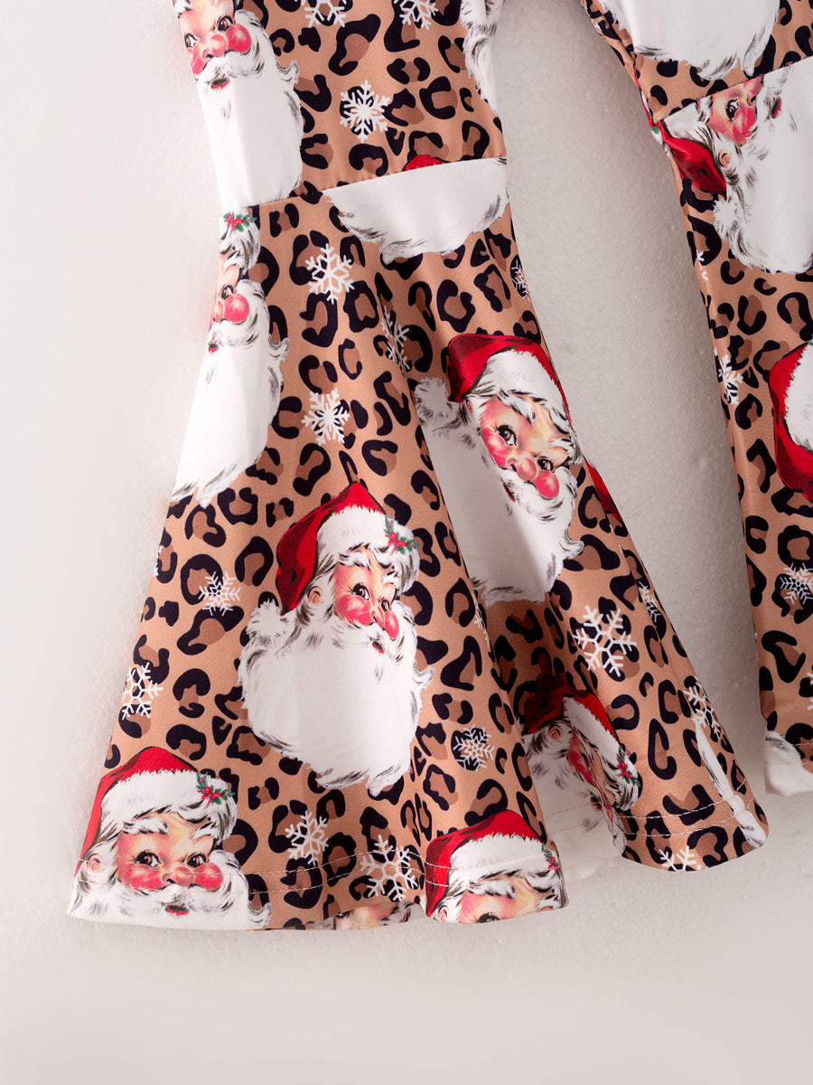 Winter Christmas Girls Santa Milk Silk Print Set