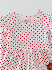 Girls Christmas Christmas Tree Print Polka Dot Dress