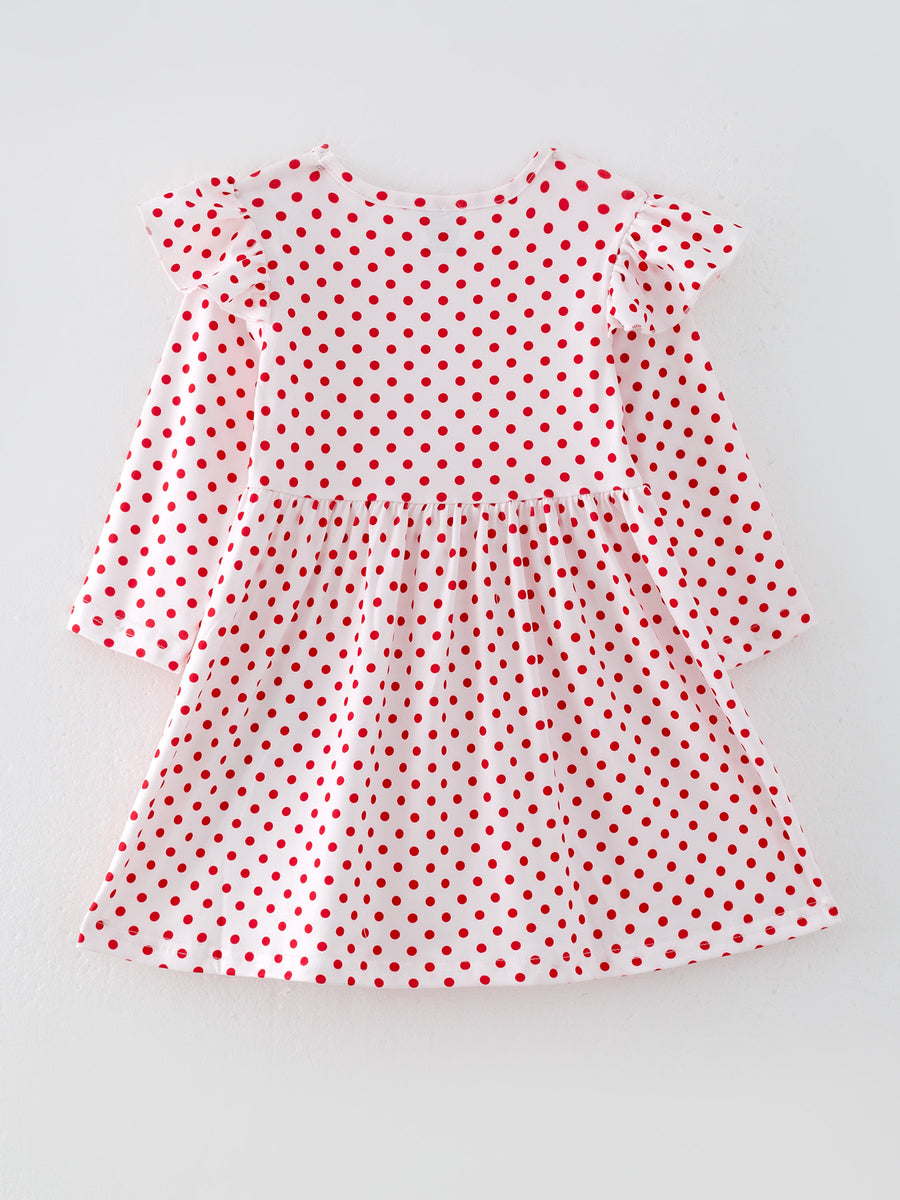 Girls Christmas Christmas Tree Print Polka Dot Dress