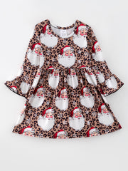 Girls Dress Of 2 Pcs In One Package Christmas Girls Santa Print Dress