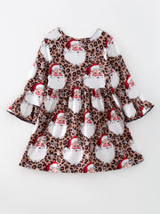 Girls Dress Of 2 Pcs In One Package Christmas Girls Santa Print Dress