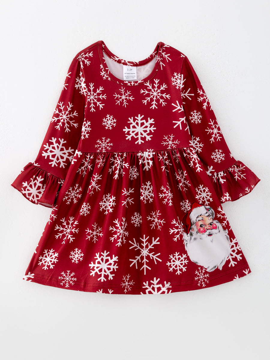 Girls Dress Of 2 Pcs In One Package Christmas Girls Santa Print Dress