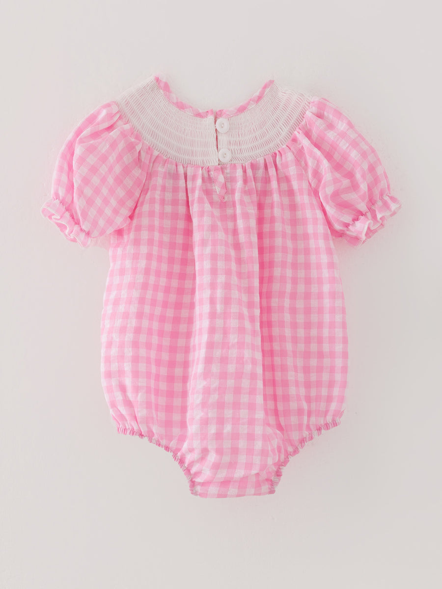 Farm Pink Smocking Embroidered Girls Romper