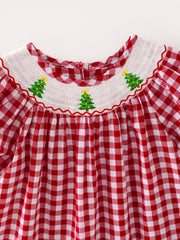 Christmas Tree Smocking Embroidered Girls Dress