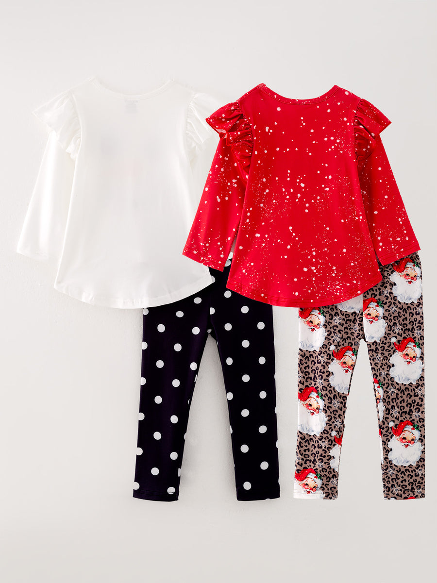 Girls Set Of 2 Pcs In One Package Christmas Girls Milk Silk Print Set