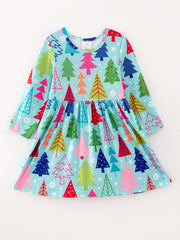 Girls Dress Of 4 PCS In One Package Christmas Print Dress