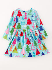 Girls Dress Of 4 PCS In One Package Christmas Print Dress