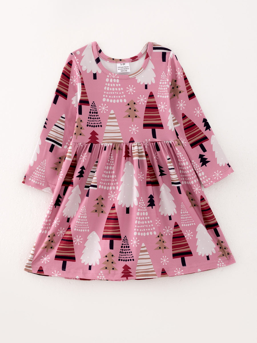 Girls Dress Of 4 PCS In One Package Christmas Print Dress