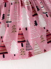 Girls Dress Of 4 PCS In One Package Christmas Print Dress