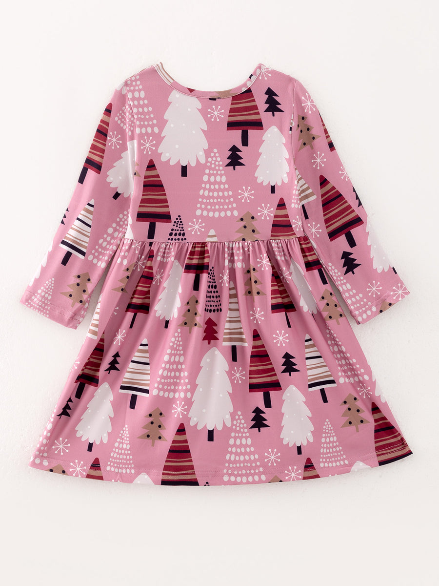 Girls Dress Of 4 PCS In One Package Christmas Print Dress