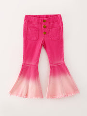 Pink Gradient Denim Flared Pants